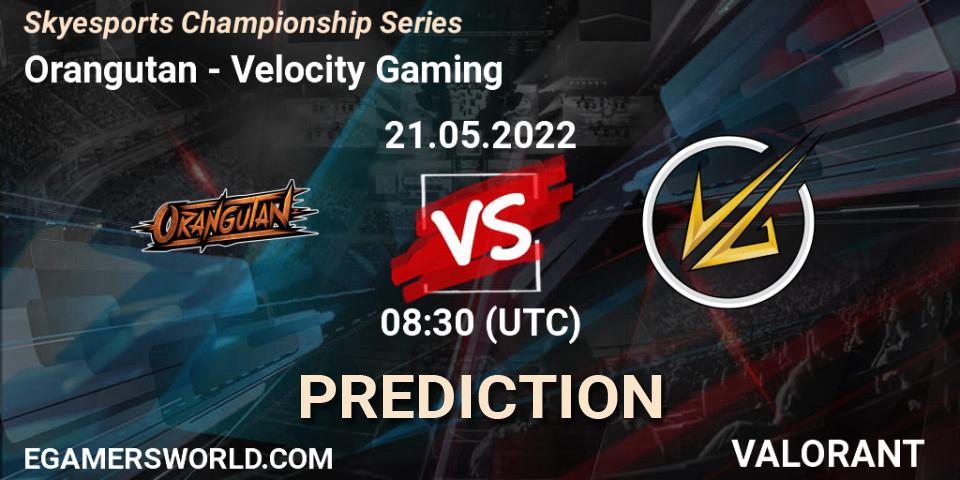 Orangutan vs Velocity Gaming: Match Prediction. 21.05.2022 at 11:30, VALORANT, Skyesports Championship Series