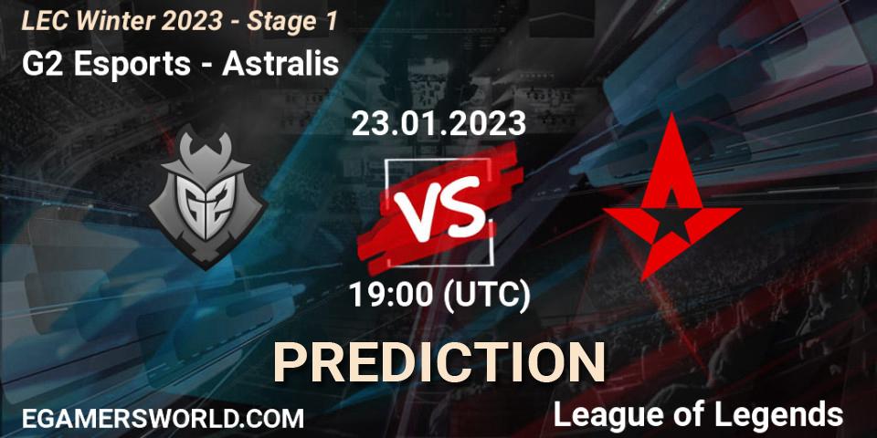G2 Esports vs Astralis: Match Prediction. 23.01.2023 at 19:45, LoL, LEC Winter 2023 - Stage 1