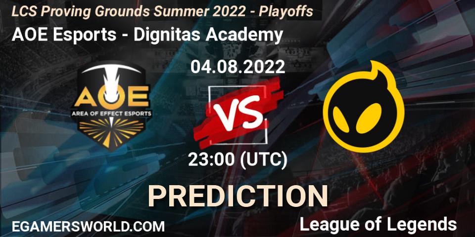 AOE Esports vs Dignitas Academy: Match Prediction. 04.08.2022 at 22:00, LoL, LCS Proving Grounds Summer 2022 - Playoffs