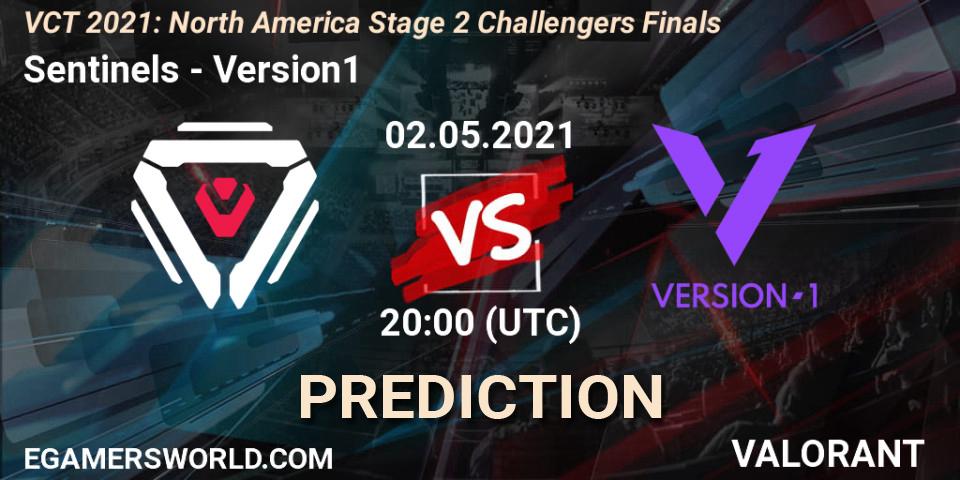 Sentinels vs Version1: Match Prediction. 02.05.2021 at 20:00, VALORANT, VCT 2021: North America Stage 2 Challengers Finals