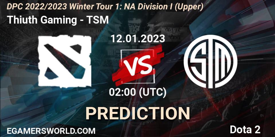 Thiuth Gaming vs TSM: Match Prediction. 12.01.23, Dota 2, DPC 2022/2023 Winter Tour 1: NA Division I (Upper)