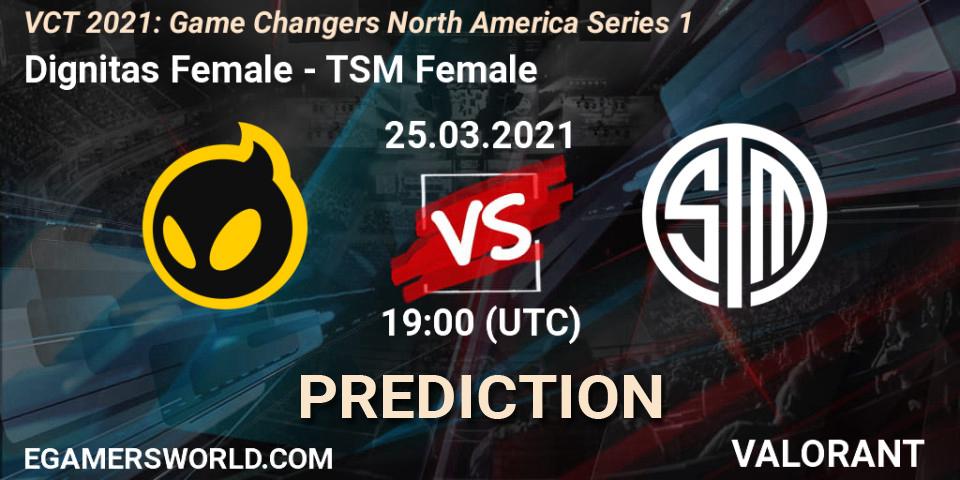 Dignitas Female vs TSM Female: Match Prediction. 25.03.2021 at 19:00, VALORANT, VCT 2021: Game Changers North America Series 1