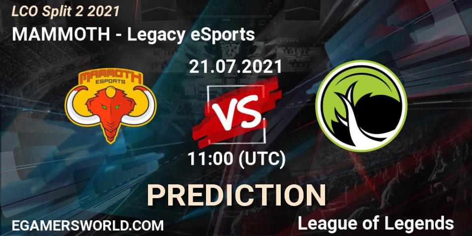 MAMMOTH vs Legacy eSports: Match Prediction. 21.07.21, LoL, LCO Split 2 2021