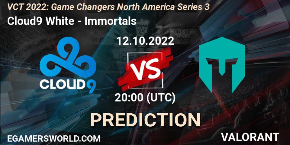 Cloud9 White vs Immortals: Match Prediction. 12.10.2022 at 20:10, VALORANT, VCT 2022: Game Changers North America Series 3
