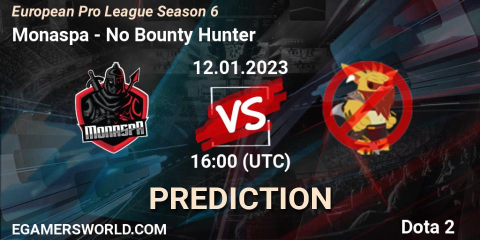 Monaspa vs No Bounty Hunter: Match Prediction. 12.01.23, Dota 2, European Pro League Season 6