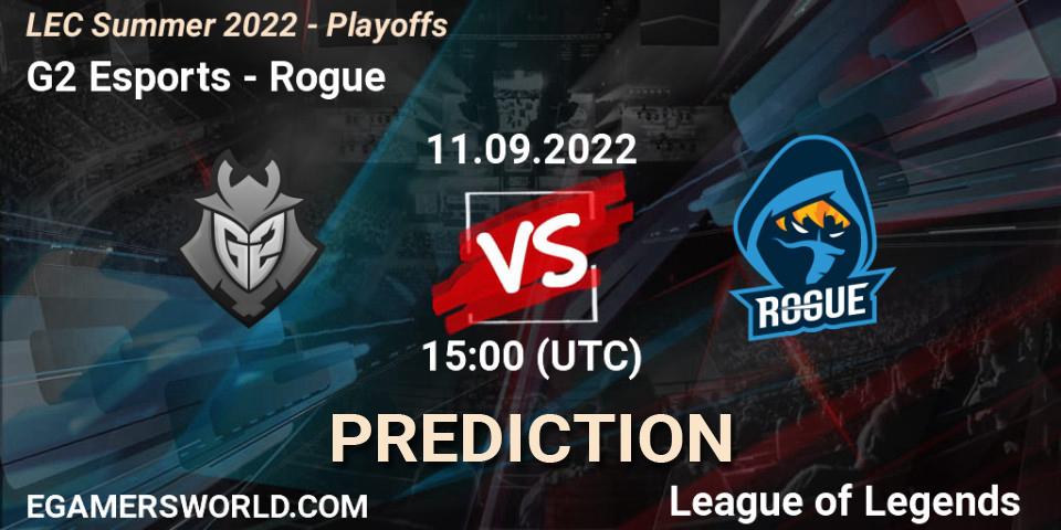 G2 Esports vs Rogue: Match Prediction. 11.09.2022 at 15:00, LoL, LEC Summer 2022 - Playoffs