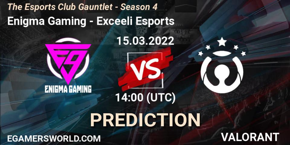 Enigma Gaming vs Exceeli Esports: Match Prediction. 15.03.2022 at 13:30, VALORANT, The Esports Club Gauntlet - Season 4