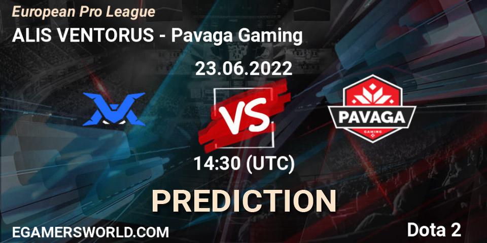 ALIS VENTORUS vs Pavaga Gaming: Match Prediction. 23.06.22, Dota 2, European Pro League