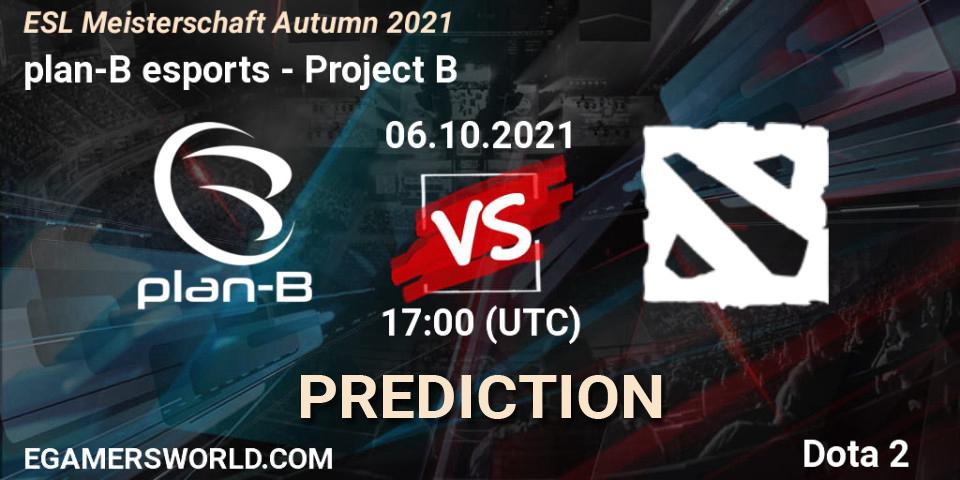 plan-B esports vs Project B: Match Prediction. 04.10.2021 at 19:02, Dota 2, ESL Meisterschaft Autumn 2021