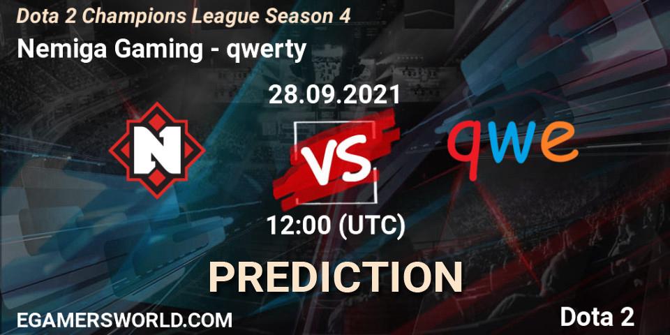 Nemiga Gaming vs qwerty: Match Prediction. 28.09.2021 at 12:01, Dota 2, Dota 2 Champions League Season 4