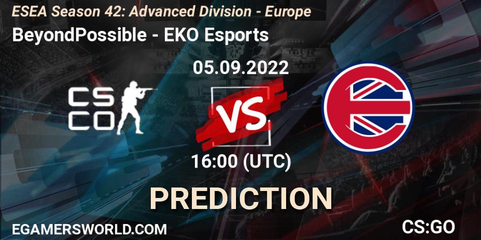 BeyondPossible vs EKO Esports: Match Prediction. 05.09.2022 at 16:00, Counter-Strike (CS2), ESEA Season 42: Advanced Division - Europe