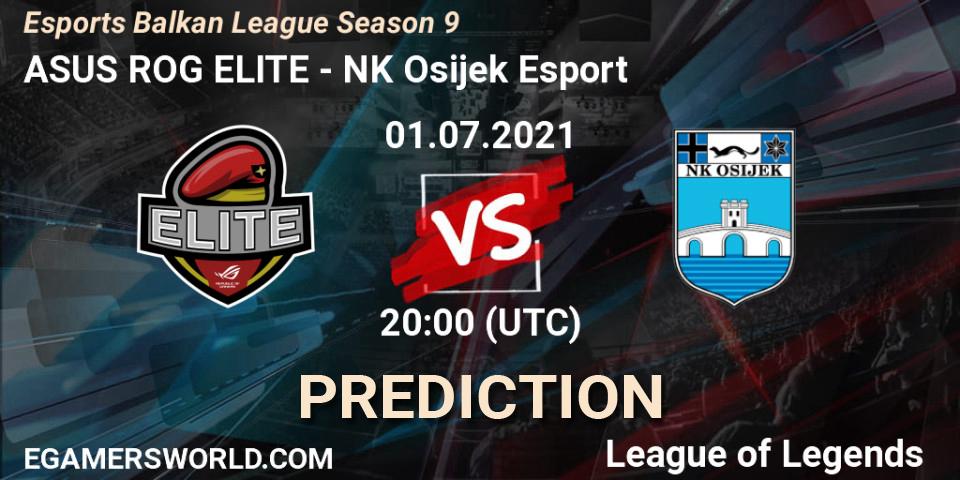 ASUS ROG ELITE vs NK Osijek Esport: Match Prediction. 01.07.2021 at 20:00, LoL, Esports Balkan League Season 9