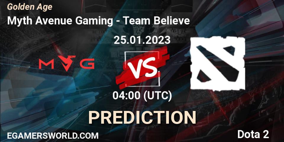 Myth Avenue Gaming vs Team Believe: Match Prediction. 25.01.23, Dota 2, Golden Age