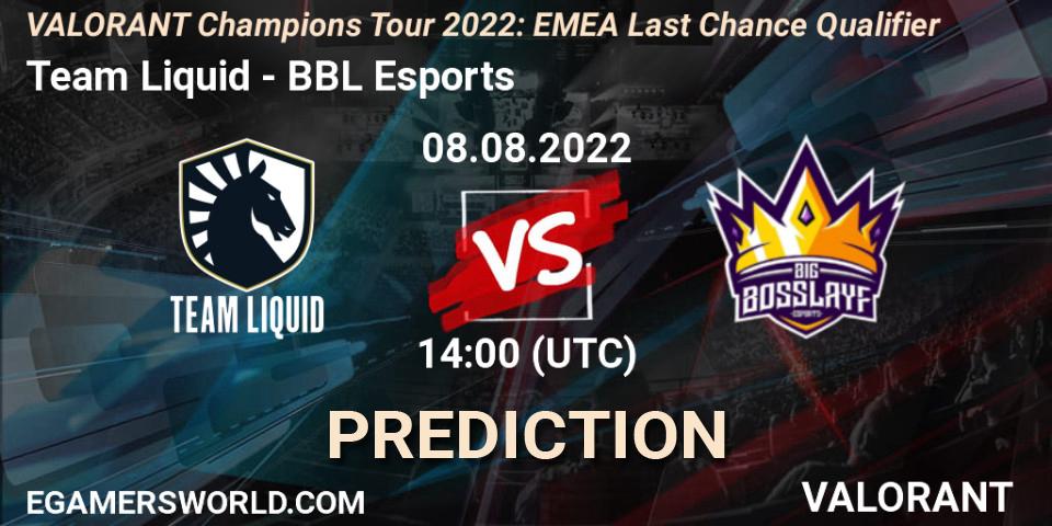 Team Liquid vs BBL Esports: Match Prediction. 08.08.22, VALORANT, VCT 2022: EMEA Last Chance Qualifier