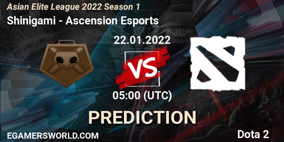 Shinigami vs Ascension Esports: Match Prediction. 22.01.2022 at 05:00, Dota 2, Asian Elite League 2022 Season 1