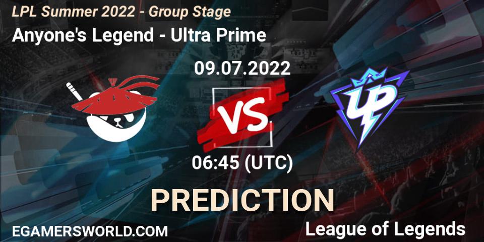 Anyone's Legend vs Ultra Prime: Match Prediction. 09.07.22, LoL, LPL Summer 2022 - Group Stage