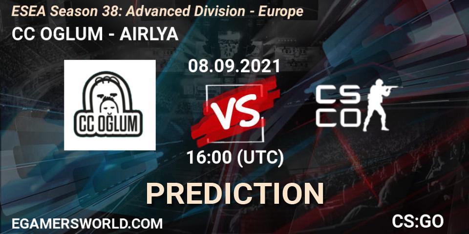 CC OGLUM vs AIRLYA: Match Prediction. 08.09.2021 at 16:00, Counter-Strike (CS2), ESEA Season 38: Advanced Division - Europe