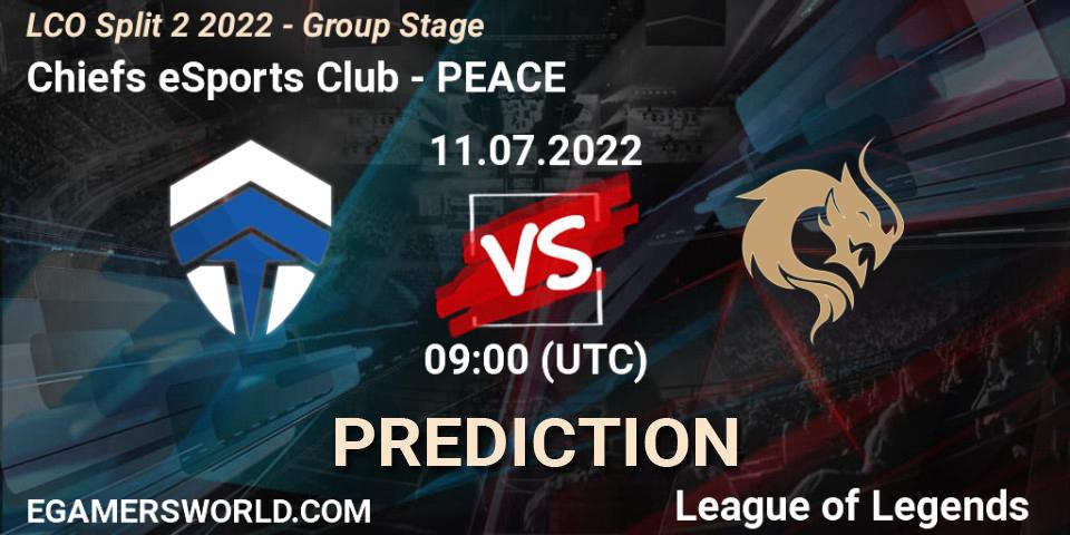 Chiefs eSports Club vs PEACE: Match Prediction. 11.07.2022 at 09:00, LoL, LCO Split 2 2022 - Group Stage