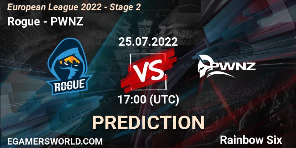 Rogue vs PWNZ: Match Prediction. 25.07.2022 at 17:00, Rainbow Six, European League 2022 - Stage 2