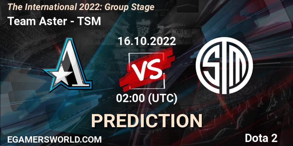 Team Aster vs TSM: Match Prediction. 16.10.22, Dota 2, The International 2022: Group Stage