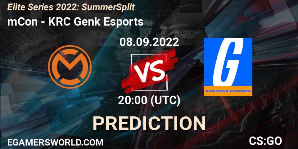 mCon vs KRC Genk Esports: Match Prediction. 08.09.2022 at 20:00, Counter-Strike (CS2), Elite Series 2022: Summer Split