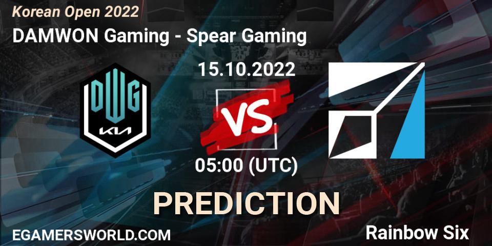 DAMWON Gaming vs Spear Gaming: Match Prediction. 15.10.2022 at 05:00, Rainbow Six, Korean Open 2022