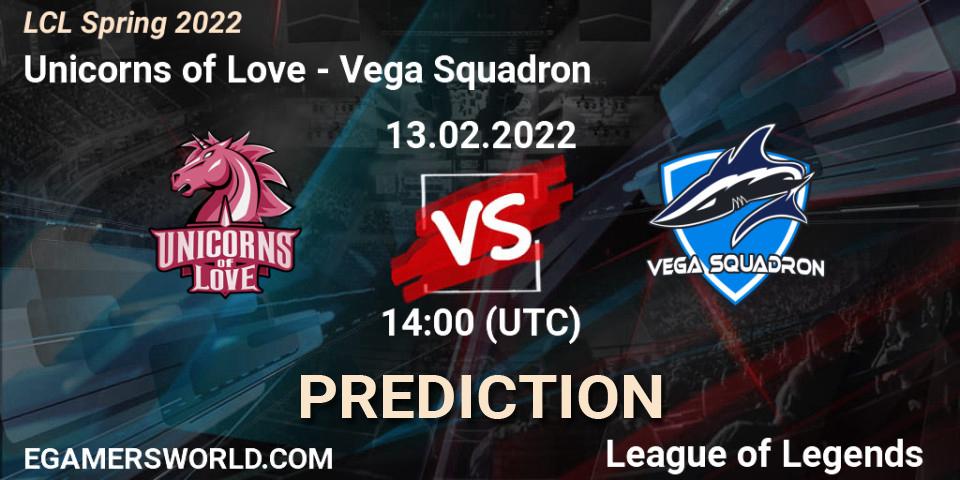 Unicorns of Love vs Vega Squadron: Match Prediction. 13.02.2022 at 14:00, LoL, LCL Spring 2022