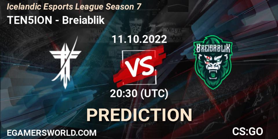 TEN5ION vs Breiðablik: Match Prediction. 11.10.2022 at 20:30, Counter-Strike (CS2), Icelandic Esports League Season 7