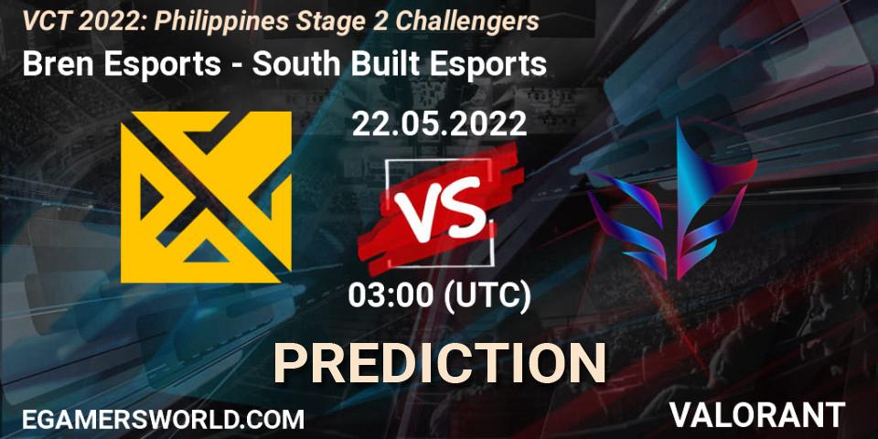 Bren Esports vs South Built Esports: Match Prediction. 22.05.2022 at 03:00, VALORANT, VCT 2022: Philippines Stage 2 Challengers