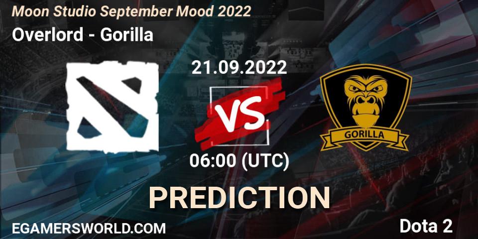 Overlord vs Gorilla: Match Prediction. 21.09.2022 at 07:05, Dota 2, Moon Studio September Mood 2022
