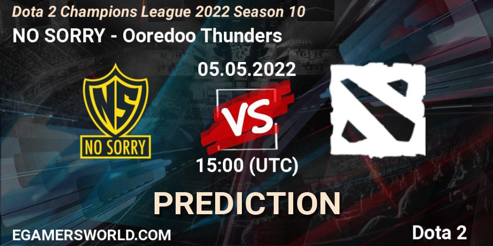 NO SORRY vs Ooredoo Thunders: Match Prediction. 05.05.2022 at 15:00, Dota 2, Dota 2 Champions League 2022 Season 10 