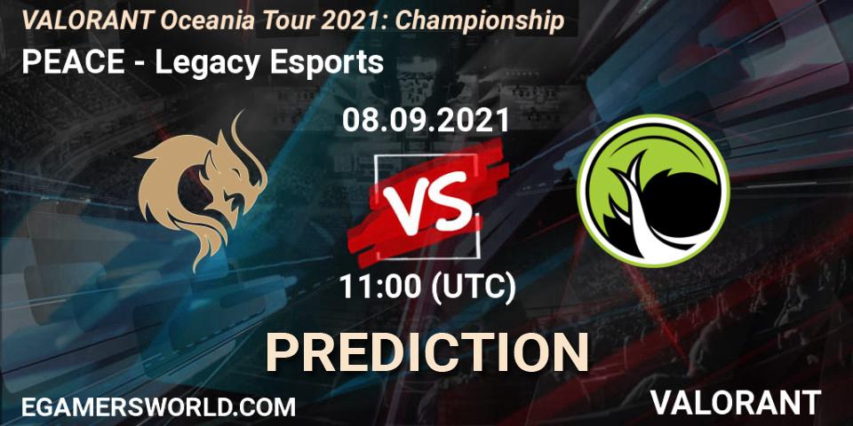 PEACE vs Legacy Esports: Match Prediction. 08.09.2021 at 11:00, VALORANT, VALORANT Oceania Tour 2021: Championship