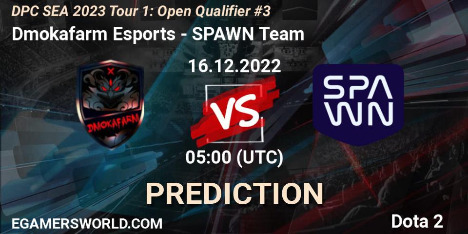 Dmokafarm Esports vs SPAWN Team: Match Prediction. 16.12.2022 at 05:08, Dota 2, DPC SEA 2023 Tour 1: Open Qualifier #3