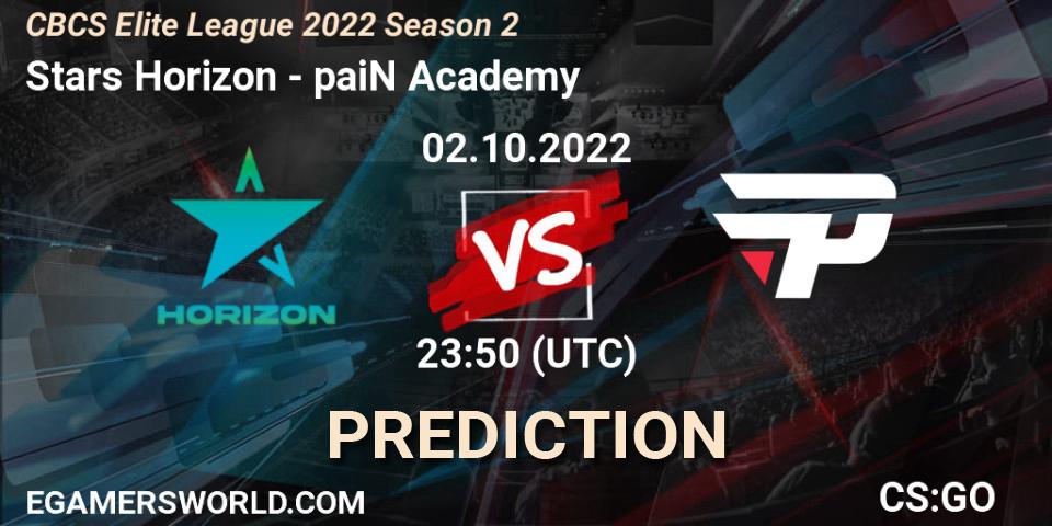 Stars Horizon vs paiN Academy: Match Prediction. 02.10.2022 at 23:50, Counter-Strike (CS2), CBCS Elite League 2022 Season 2