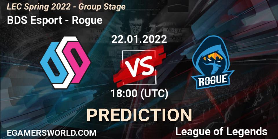 BDS Esport vs Rogue: Match Prediction. 22.01.2022 at 18:00, LoL, LEC Spring 2022 - Group Stage