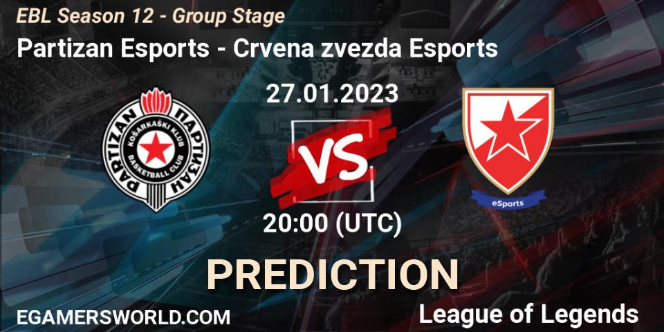 Partizan Esports vs Crvena zvezda Esports: Match Prediction. 27.01.23, LoL, EBL Season 12 - Group Stage