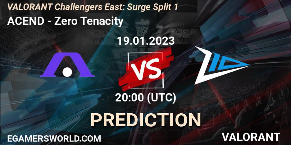 ACEND vs Zero Tenacity: Match Prediction. 19.01.2023 at 21:00, VALORANT, VALORANT Challengers 2023 East: Surge Split 1