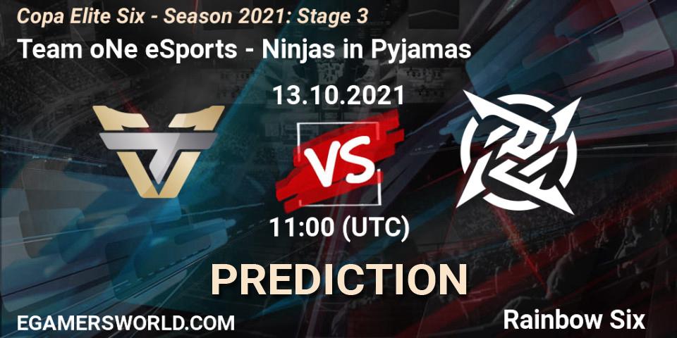 Team oNe eSports vs Ninjas in Pyjamas: Match Prediction. 12.10.2021 at 16:00, Rainbow Six, Copa Elite Six - Season 2021: Stage 3