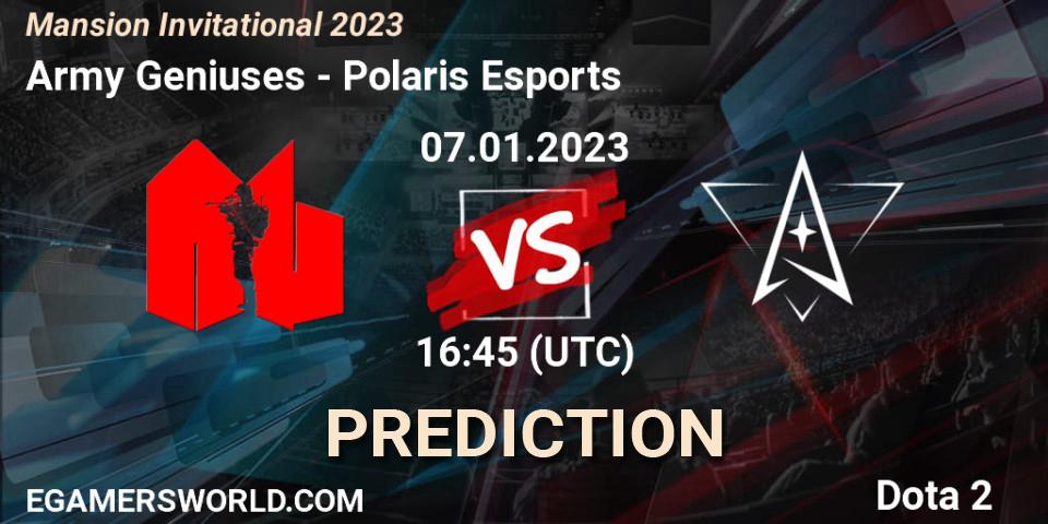 Army Geniuses vs Polaris Esports: Match Prediction. 07.01.23, Dota 2, Mansion Invitational 2023