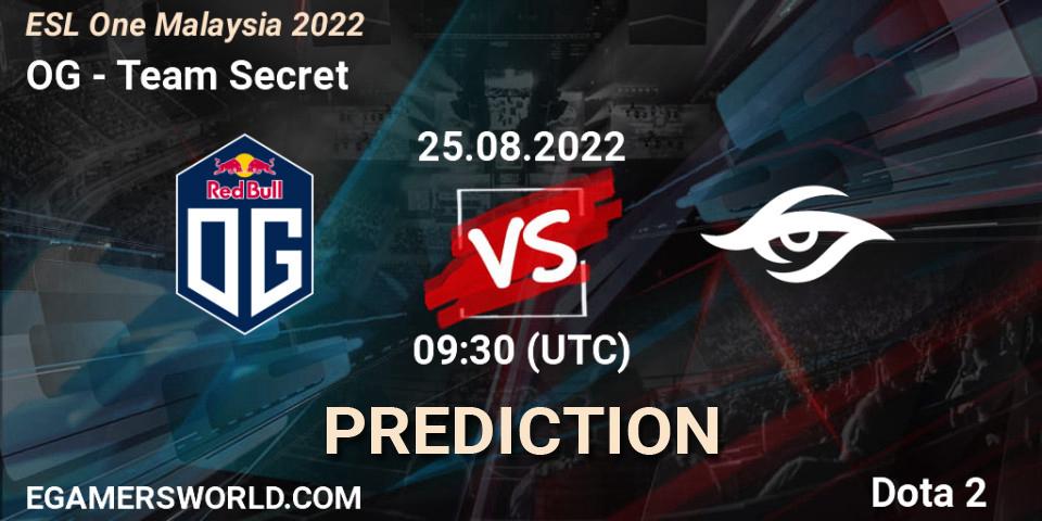 OG vs Team Secret: Match Prediction. 25.08.22, Dota 2, ESL One Malaysia 2022