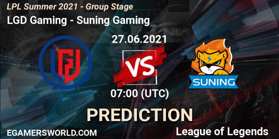 LGD Gaming vs Suning Gaming: Match Prediction. 27.06.2021 at 07:00, LoL, LPL Summer 2021 - Group Stage