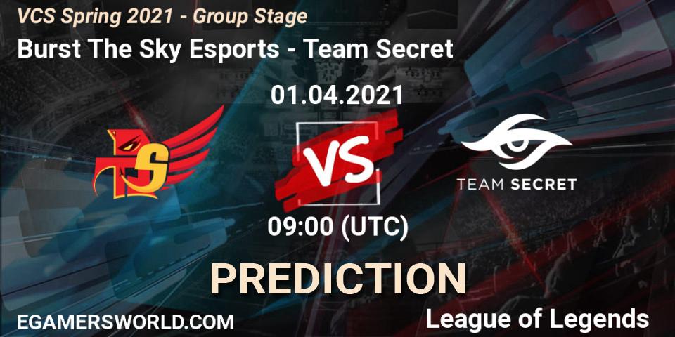 Burst The Sky Esports vs Team Secret: Match Prediction. 01.04.2021 at 11:00, LoL, VCS Spring 2021 - Group Stage