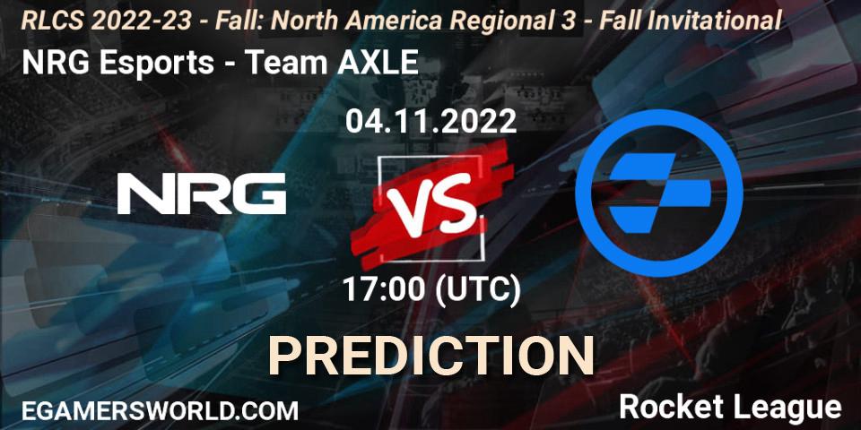NRG Esports vs Team AXLE: Match Prediction. 04.11.2022 at 17:00, Rocket League, RLCS 2022-23 - Fall: North America Regional 3 - Fall Invitational