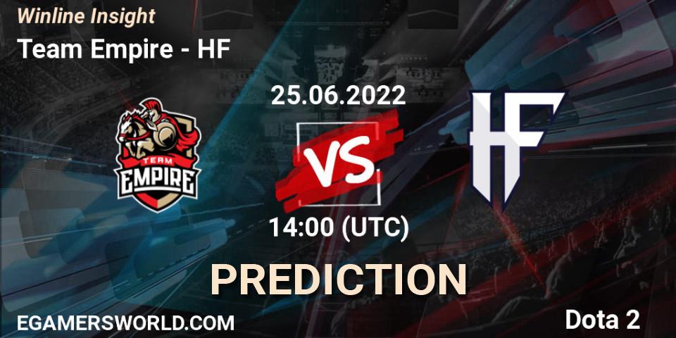 Team Empire vs HF: Match Prediction. 23.06.2022 at 11:39, Dota 2, Winline Insight