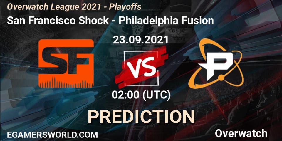 San Francisco Shock vs Philadelphia Fusion: Match Prediction. 23.09.2021 at 03:30, Overwatch, Overwatch League 2021 - Playoffs