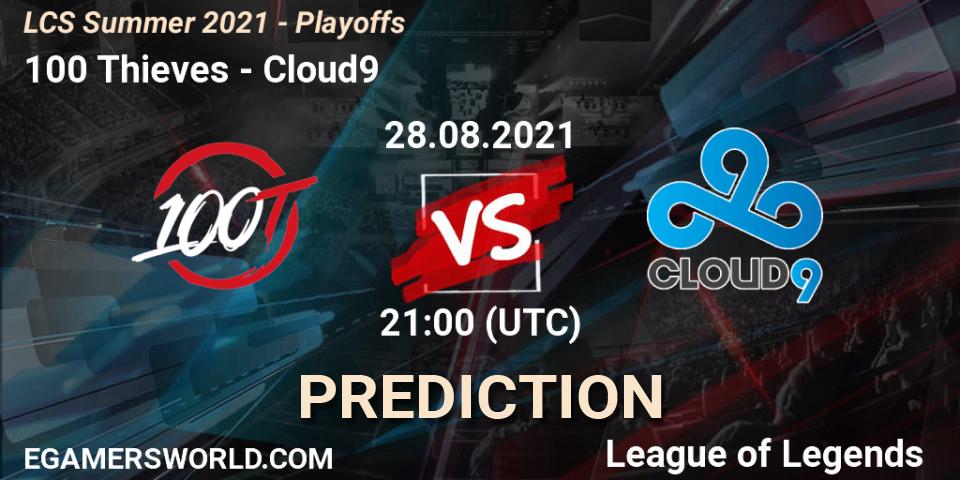 100 Thieves vs Cloud9: Match Prediction. 28.08.2021 at 21:00, LoL, LCS Summer 2021 - Playoffs