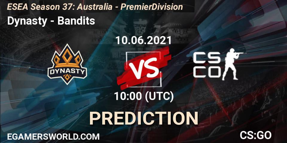 Dynasty vs Bandits: Match Prediction. 10.06.21, CS2 (CS:GO), ESEA Season 37: Australia - Premier Division