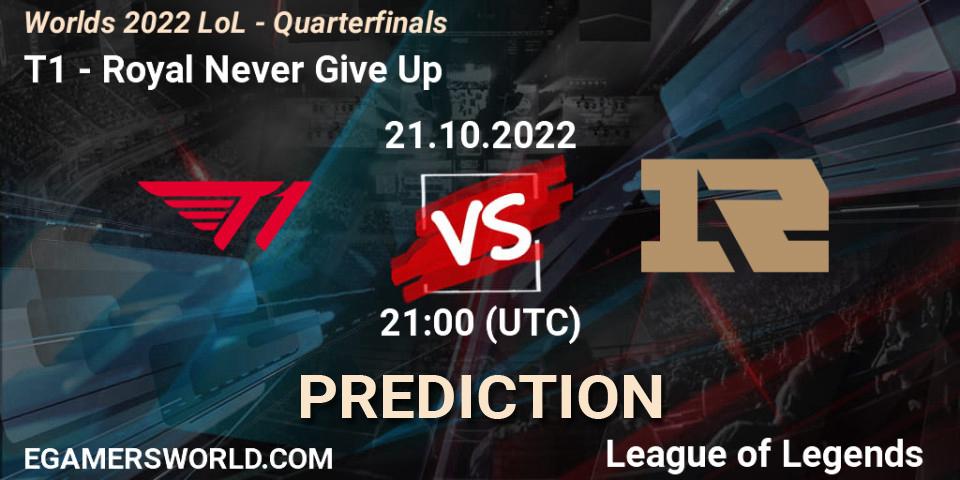 T1 vs Royal Never Give Up: Match Prediction. 21.10.22, LoL, Worlds 2022 LoL - Quarterfinals