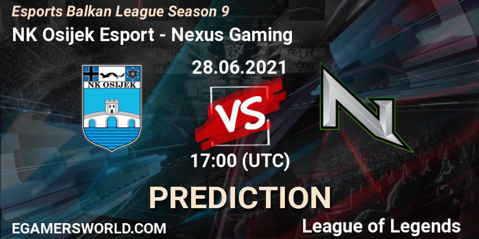 NK Osijek Esport vs Nexus Gaming: Match Prediction. 28.06.2021 at 17:00, LoL, Esports Balkan League Season 9