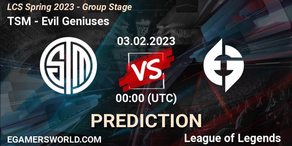 TSM vs Evil Geniuses: Match Prediction. 03.02.23, LoL, LCS Spring 2023 - Group Stage